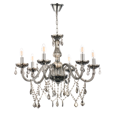 INLIGHT 6ΦΩΤΟΣ ΠΟΛΥΕΛΑΙΟΣ ΓΥΑΛΙΝΟΣ ΦΙΜΕ ΜΕ ΚΡΥΣΤΑΛΛΑ E14 Φ68cm 5314-6